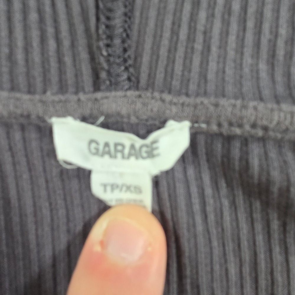 Garage Ribbed Cropped Zip Up Hoodie Dark Purple Gray XS - Picture 2 of 8
